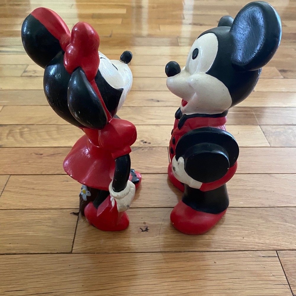 Vintage Mickey and Minnie Mouse Figurine Set Walt Disney Productions Red Black - Picture 6 of 8